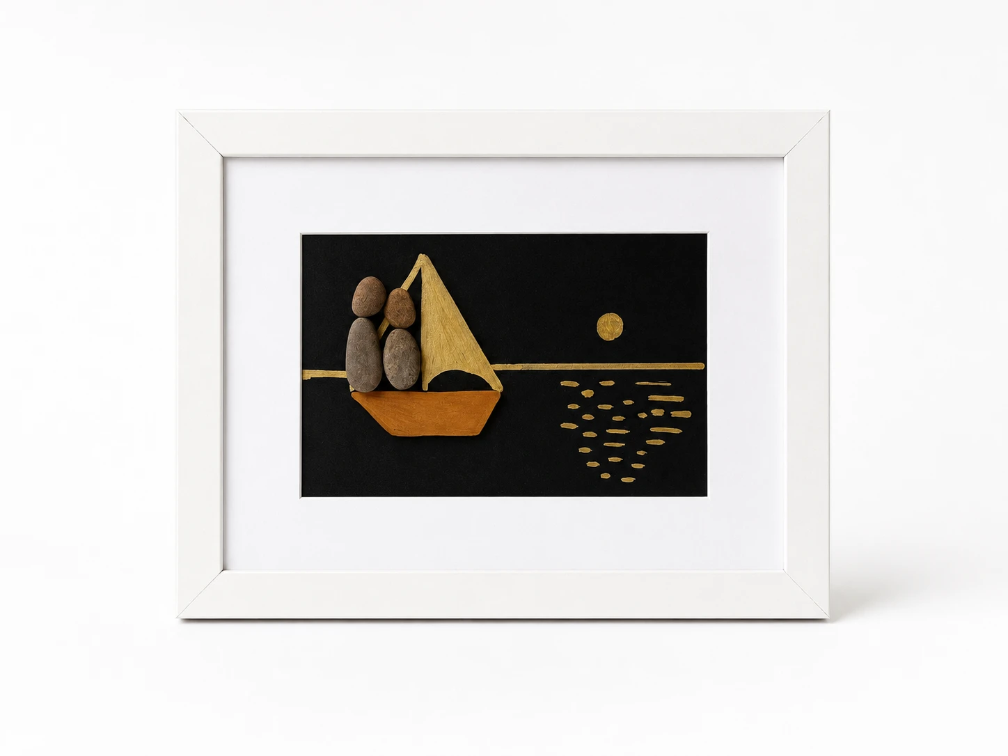 Pebble couple sitting together on a rustic branch