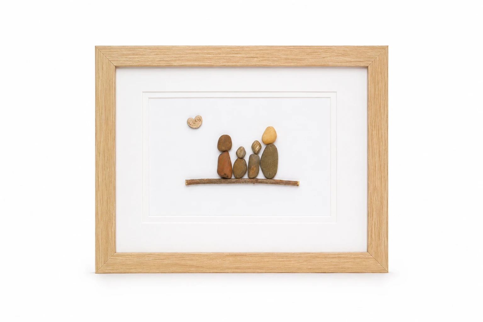 Ceramic pebble couple artwork with matching love hearts