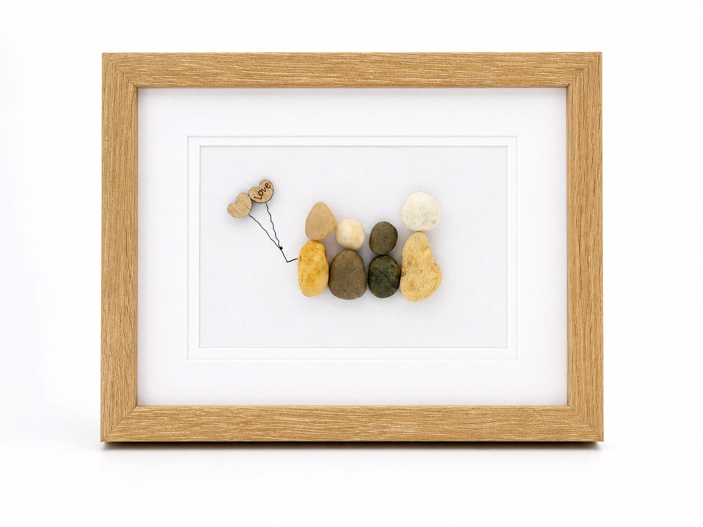 Pebble family artwork holding hands with personalised details